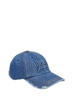 Kadın Logo Kabartmalı Ayarlanabilir Tokalı Pamuklu Denim Lacivert Spor Şapka AW0AW18094-1A7