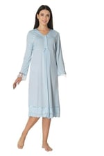 Kadın Mavi Dantelli Hamile Lohusa Gecelik, 2XL, EFW2423EF-86D0018320261