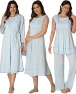 Kadın Mavi Hamile Lohusa Sabahlıklı Gecelik Ve Pijama Takım, L, ES2050EF-19804IGP252452