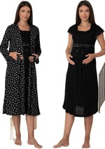 Kadın Mavi Sabahlıklı Hamile Lohusa Gecelik Takımı (Mavi/XL)-BS6015EF-869BST0010312