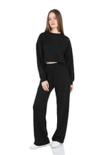 Kadın Modal Kumaş Crop Ikili Basic Takım