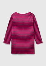 Kadın Mor Mix%100 Pamuk Sol Altı Logolu Uzun Kollu Kayık Yaka T-Shirt