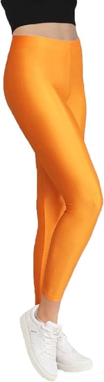 KADIN PARLAK BİLEK BOY ORTA YÜKSEK BEL DİSKO SLİM FİT RENKLİ SPORCU TAYT - 4892-1