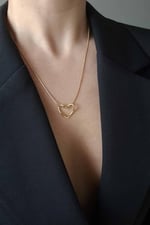 Kadın Paslanmaz Çelik Gold Italyan Zincirli Düğüm Kalp Kolye (SEVGİLİYE KOLYE)