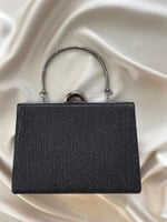 Kadın Siyah Simli Abiye, Clutch Gece Çantası