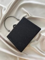 Kadın Siyah Simli Abiye, Clutch Gece Çantası