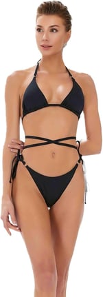 Kadın Siyah Üçgen Bikini C6T2N7O3