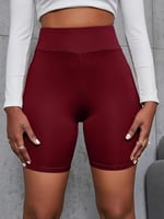 Kadın Siyah Yüksek Bel Spor Şort - Bel Kontrolü Olan Yoga Koşu Fitness Şortları - 4097