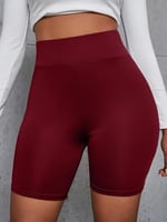 Kadın Siyah Yüksek Bel Spor Şort - Bel Kontrolü Olan Yoga Koşu Fitness Şortları - 4097