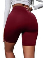 Kadın Siyah Yüksek Bel Spor Şort - Bel Kontrolü Olan Yoga Koşu Fitness Şortları - 4097
