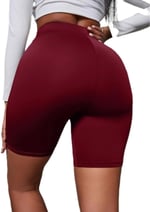 Kadın Siyah Yüksek Bel Spor Şort - Bel Kontrolü Olan Yoga Koşu Fitness Şortları - 4097