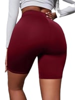 Kadın Siyah Yüksek Bel Spor Şort - Bel Kontrolü Olan Yoga Koşu Fitness Şortları - 4097