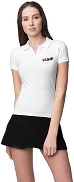 Kadın Spor T-Shirt Polo Yaka Beyaz