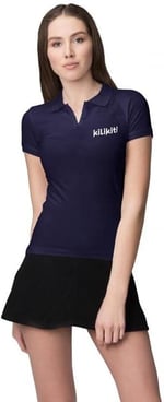 Kadın Spor T-Shirt Polo Yaka Lacivert