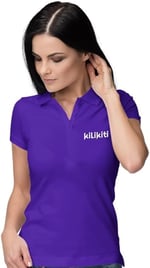 Kadın Spor T-Shirt Polo Yaka Mor