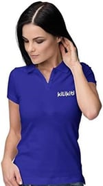 Kadın Spor T-Shirt Polo Yaka Saks Mavisi