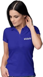 Kadın Spor T-Shirt Polo Yaka Saks Mavisi