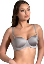Kadın Straplez Lotus Lazer Kesim Push-Up Gri Sütyen 336055