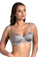 Kadın Straplez Lotus Lazer Kesim Push-Up Gri Sütyen 336055