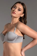 Kadın Straplez Lotus Lazer Kesim Push-Up Gri Sütyen 336055