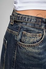 Kadın T.Kot Rengi Süper Baggy Fit Kemer Detaylı Denim