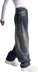 Kadın T.Kot Rengi Süper Baggy Fit Kemer Detaylı Denim