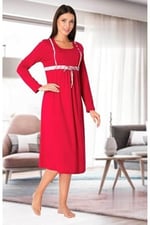 Kadın Vişne Hamile Lohusa Gecelik (Vişne / 2XL)