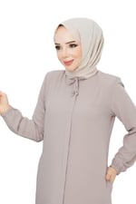 Kadınlar İçin Abaya Uzun Kollu Gizli Fermuarlı Siyah Cepli Müslüman Elbise