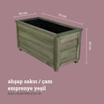 Kaf Ahşap Dekoratif Ahşap Saksı Uzun - E. Yeşil