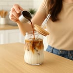 Kahve Bardağı Isıya Dayanıklı Ice Latte Cam Pipetli Bardak Kahve Kokteyl Cam Sunum Bardağı Meşrubat Kapaklı Bardak 400ml (tek, adet, 2)