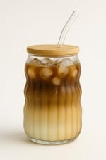 Kahve Bardağı Isıya Dayanıklı Ice Latte Cam Pipetli Bardak Kahve Kokteyl Cam Sunum Bardağı Meşrubat Kapaklı Bardak 400ml (tek, adet, 2)