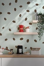 Kahve Çekirdekleri, Dekoratif Kahve Dükkanı Kahve Köşesi Süsleme Stickerları Kendinden Renkli 84 Ad.