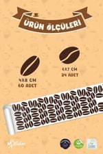 Kahve Çekirdekleri, Dekoratif Kahve Dükkanı Kahve Köşesi Süsleme Stickerları Kendinden Renkli 84 Ad.