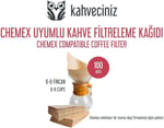 Kahveciniz OneMore Chemex Uyumlu Filtre Kahve Kağıdı 5-8 Cup 100 Adet