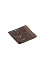 Kahverengi Beyaz Şal Motif Desen Kravat Mendil Set