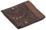 Kahverengi Beyaz Şal Motif Desen Kravat Mendil Set