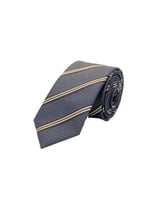Kahverengi Çizgili Kravat Mendil Set