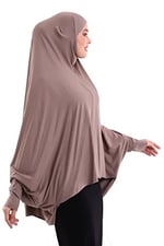 Kahverengi Hazır Pratik Sultanbaş Tesettür Kollu Penye Sufle Eşarp Hijab
