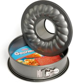 Kaiser Gourmet kelepçeli kek kalıbı, düz ve boru tabanlı, 26 cm, 2 tabanlı, yuvarlak pişirme kalıbı, sızdırmaz, yapışmaz kaplama, 230°C'ye kadar ısıya dayanıklı