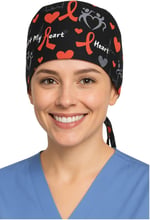 Kalp Desenli Doktor Hemşire Aşçı Cerrahi Bone Hastane Bone Bandana M343
