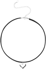 Kalp Figürlü Ip Choker Kolye, Siyah