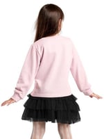 Kalp Gözlük Kız Çocuk Tüllü Sweatshirt Etek Takım