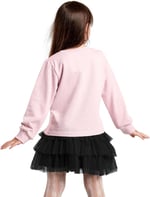 Kalp Gözlük Kız Çocuk Tüllü Sweatshirt Etek Takım