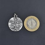Kam - Şaman Davulu Örme Zincir Kolye - Gümüş Kaplama - Erkek Kadın Kolye - No:1277