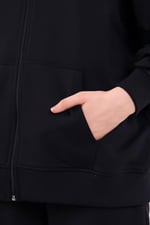 Kanguru Cepli Kapüşonlu Fermuarlı Oversize Kadın Sweatshirt