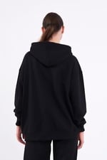 Kanguru Cepli Kapüşonlu Fermuarlı Oversize Kadın Sweatshirt