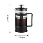 Kanji 350 ml Cam French Press – Isıya Dayanıklı Cam, Paslanmaz Çelik Filtreli, Siyah Renkli Kahve ve Bitki Çayı Demliği