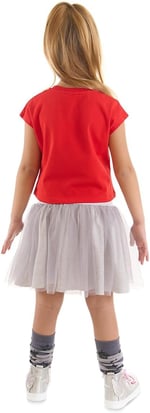 Kanka Kediler Kız Çocuk T-shirt Tüllü Tütü Etek Takım