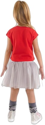 Kanka Kediler Kız Çocuk T-shirt Tüllü Tütü Etek Takım
