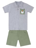 Kaplan Erkek Çocuk Polo Yaka T-shirt Şort Takım